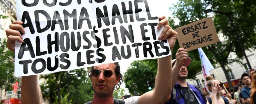 rally in Paris in memory of Adama Traore despite the