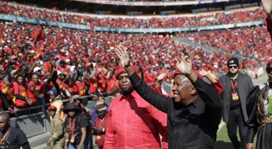 tens of thousands of supporters of Julius Malema celebrate ten