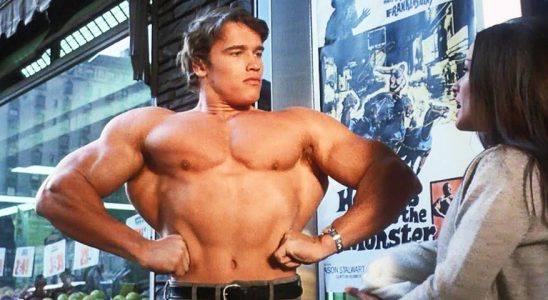 Action star Arnold Schwarzenegger can only watch his most embarrassing