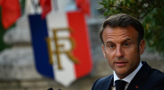Emmanuel Macron addresses young people in Bormes les Mimosas