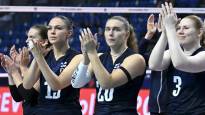 Finnish womens volleyball players have a hard time tonight