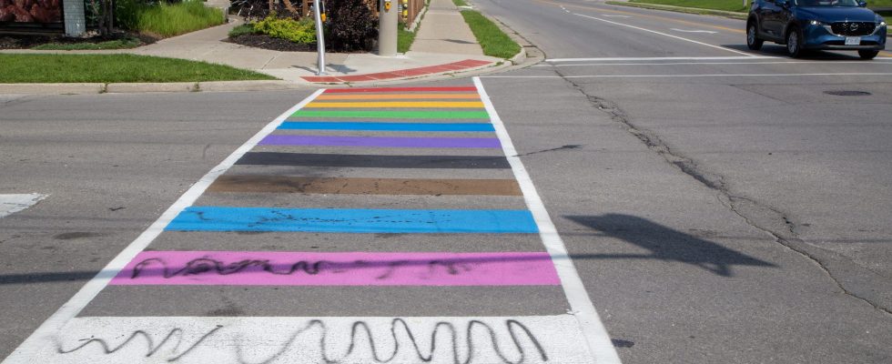 Pride officials fume as vandals strike days old rainbow crosswalk in