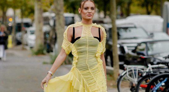 This impossible to wear frilly dress is the absolute star