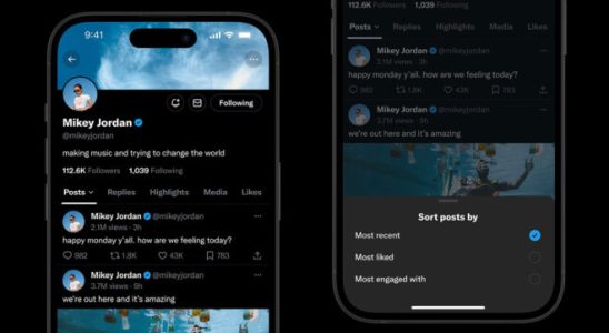 X Twitter profiles are getting a sort option