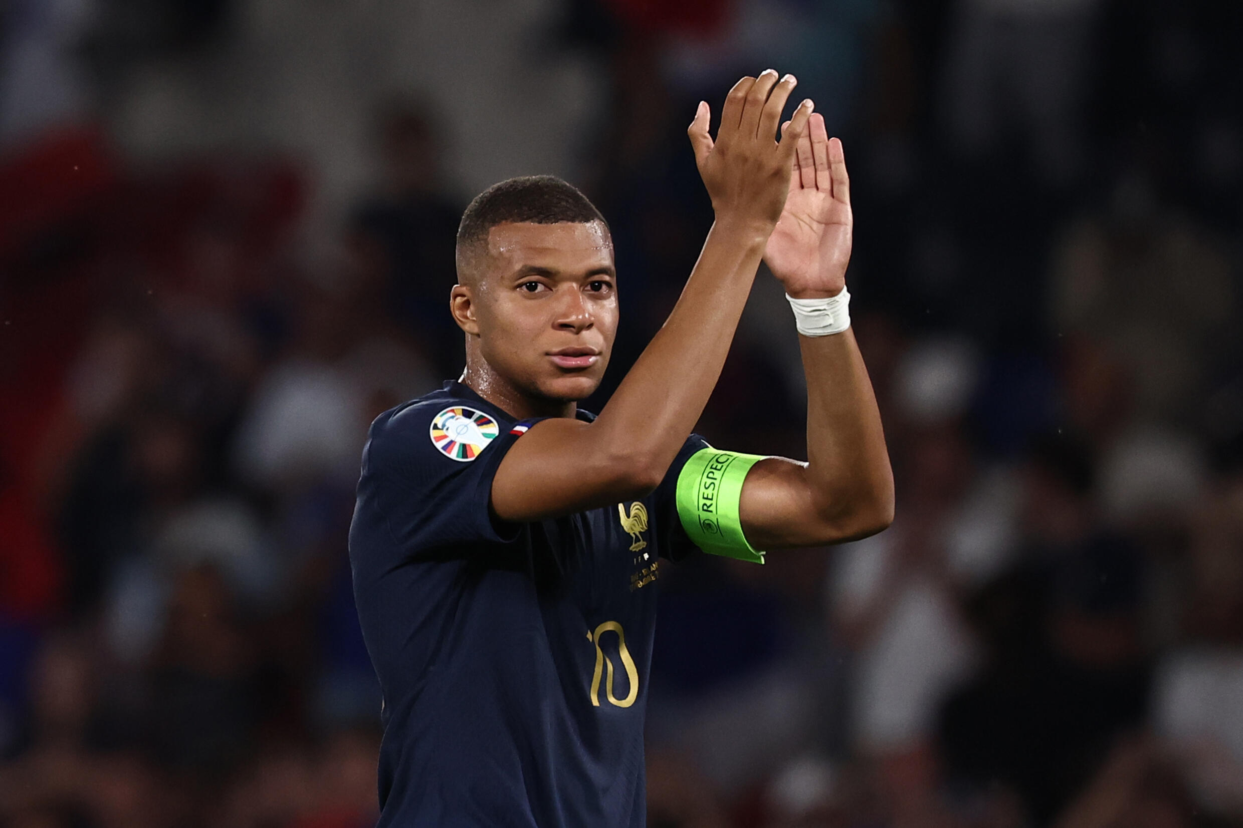 French football player Kylian Mbappé after his team's 2-0 victory against Ireland in Group B of Euro-2024 qualifying at the Stade de France in Saint-Denis on September 7, 2023.