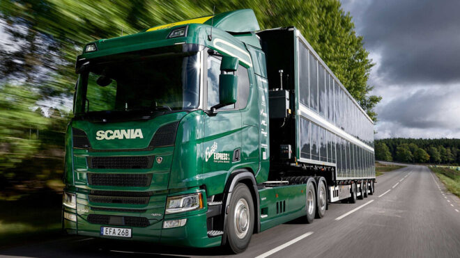 The worlds first hybrid truck with solar panels from Scania