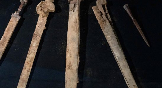 Unique find in desert cave Four Roman swords