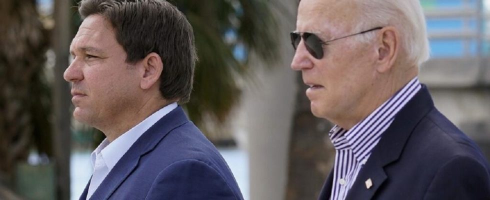 United States Joe Biden in Florida with Ron DeSantis with