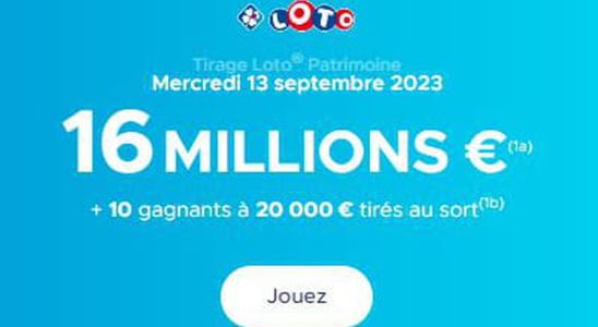 the draw on Wednesday September 13 2023 16 million euros