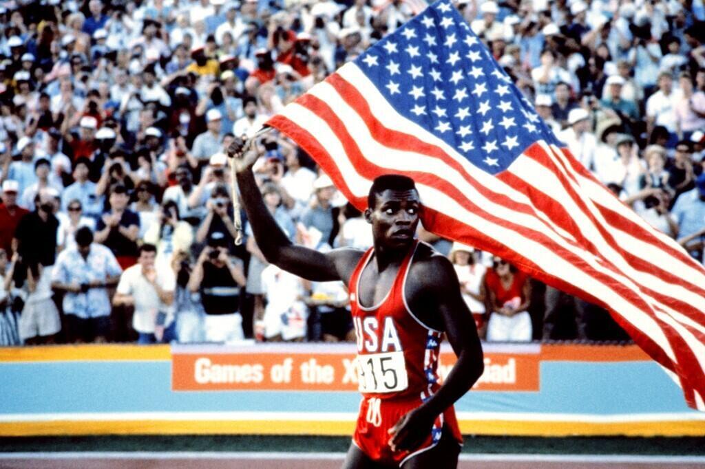 Carl Lewis during the 1984 Los Angeles Olympics.