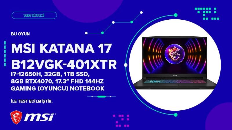 MSI Katana 17 B12VGK-401XTR i7-12650H 32GB 1TB SSD 8GB RTX4070 17.3 FHD 144Hz FreeDos Gaming Notebook