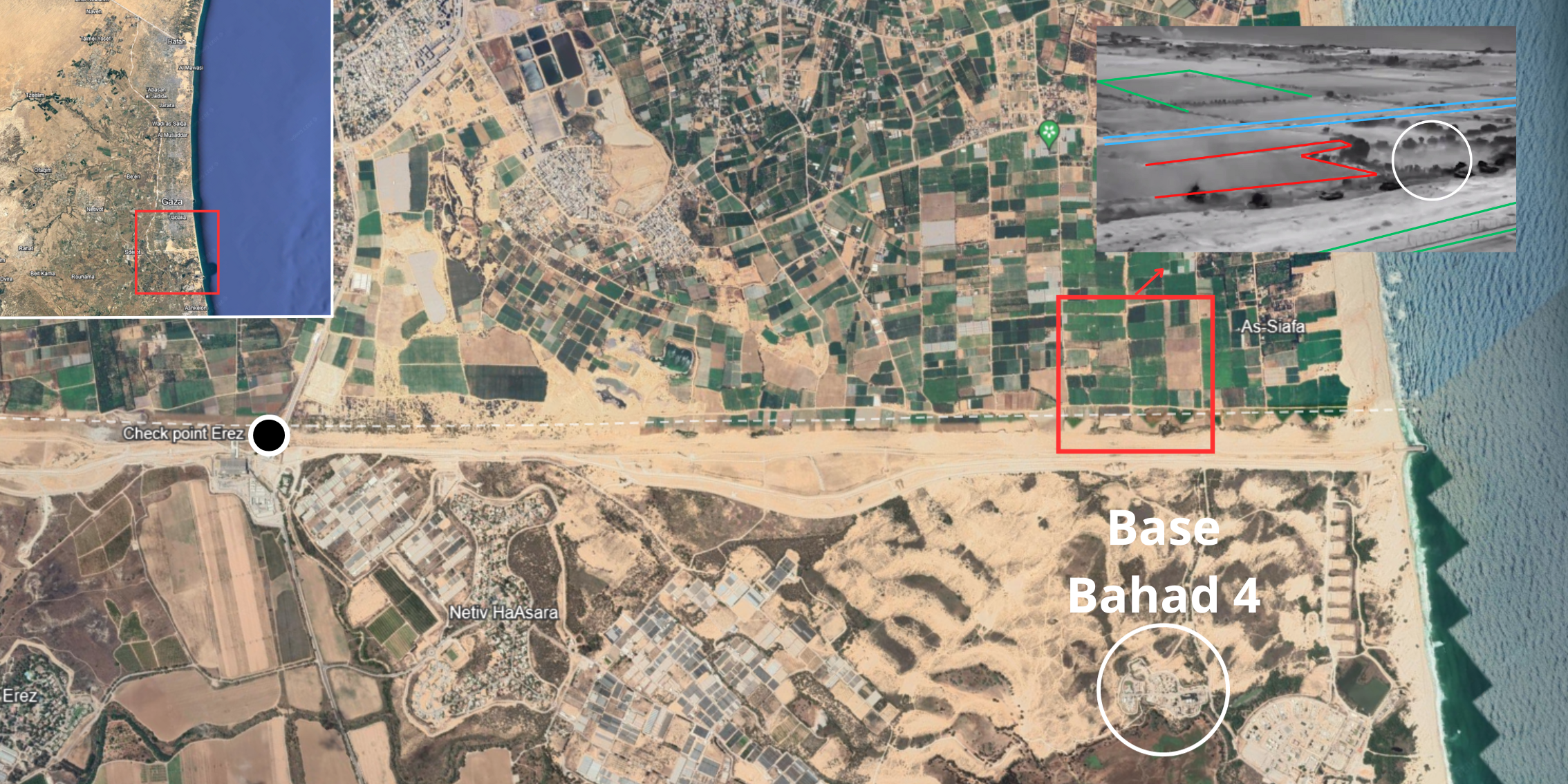 The incursion took place just 5,300 meters from the Erez crossing point.
