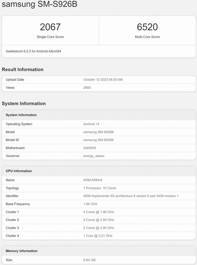 1698441880 789 Samsung Galaxy S24 Plus reappeared on Geekbench