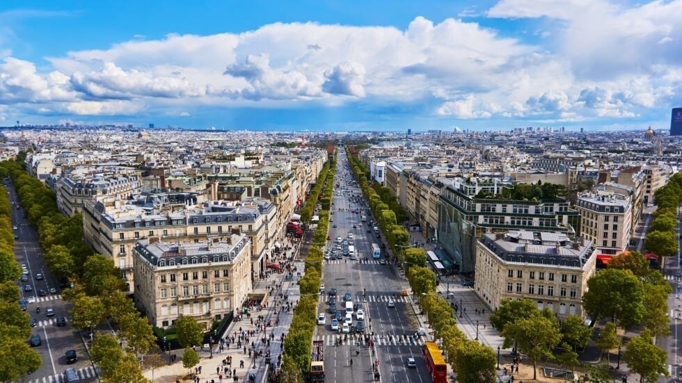 Aerial view of the Avenue des Champs-Élysées.