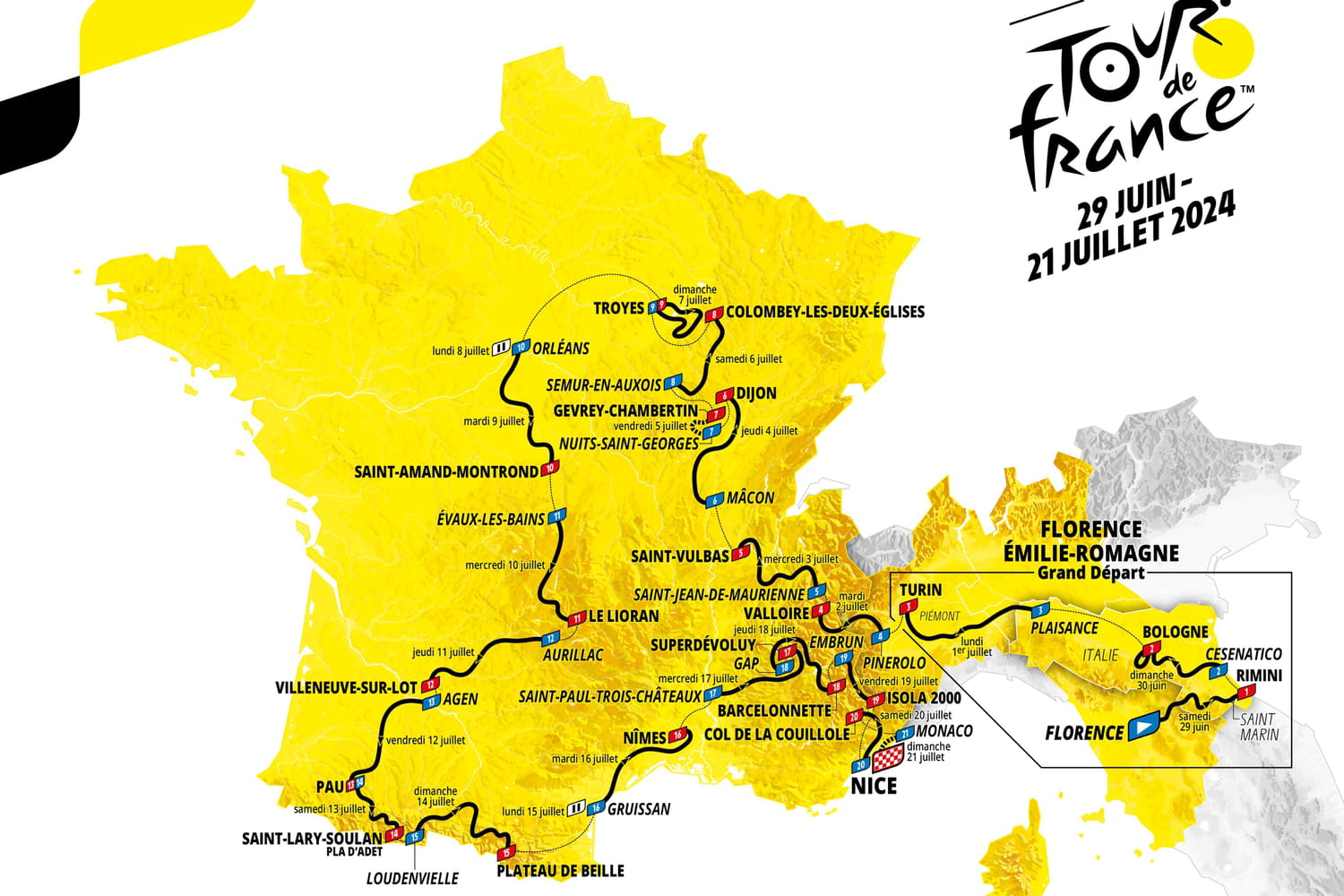 Tour de France 2024 the route map and profile of the 21 stages Earth