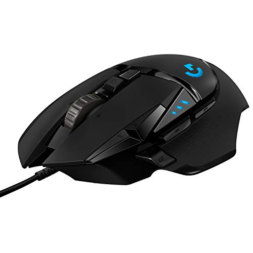 Logitech G502 HERO High Performance Wired Gaming Mouse, HERO 25K Gaming Sensor, 25,600 DPI, RGB, Adjustable Weight, 11 Programmable Buttons, Integrated Memory, PC/Mac - Black