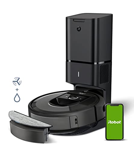 irobot Roomba Combo i8+ (i8576) 2-in-1 WiFi-connected Robot Vacuum and Mop, self-emptying system - 2 rubber brushes - Intelligent Mapping - Compatible with Alexa, Google, Siri