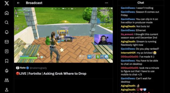 Chat section added to X based live streams
