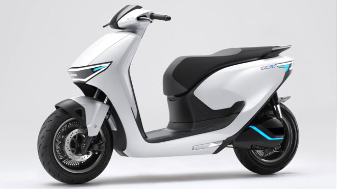 Concept electric motorcycle with replaceable battery Honda SC e