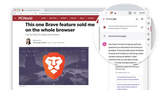 Free chatbot addition to the popular Brave browser Leo