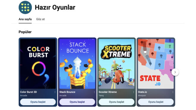 In YouTube game tests started in Turkey too