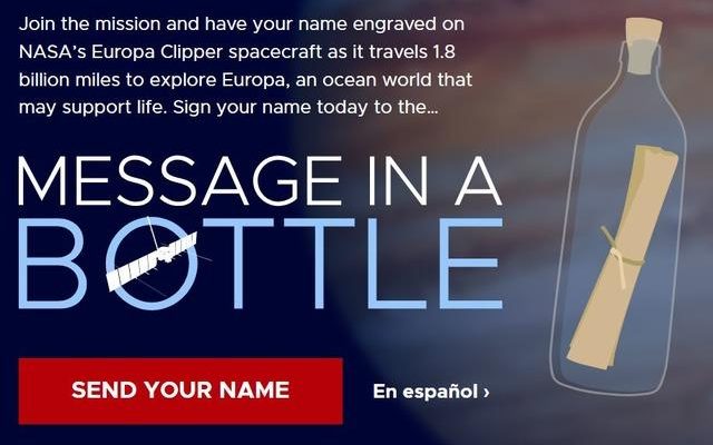 Message in a Bottle NASA will take your name to