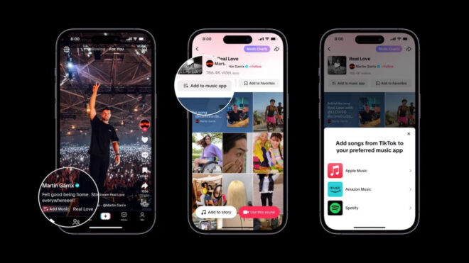 TikTok brought Apple Music and Spotify integration