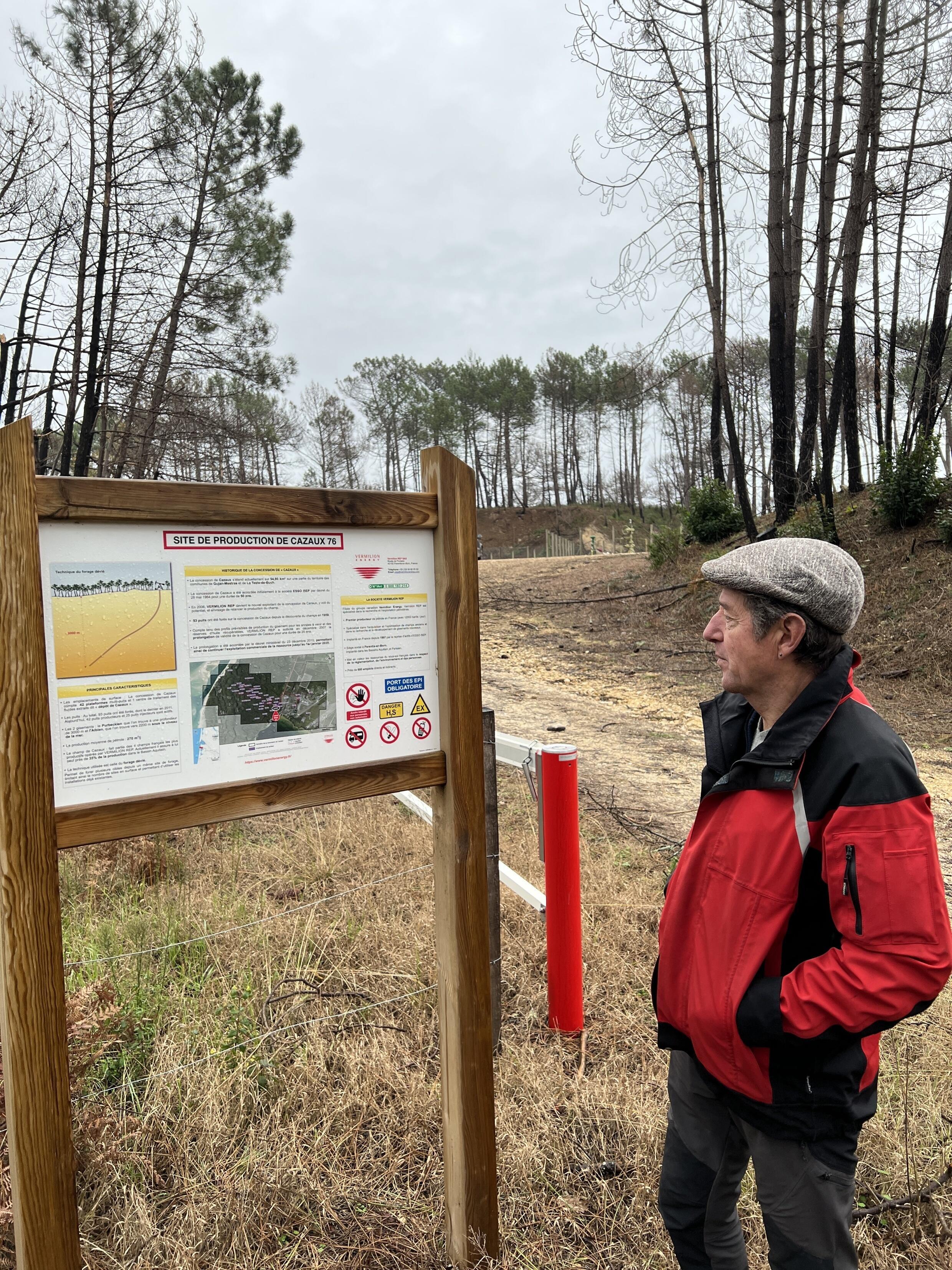 Jean-Marc Louvet, activity and retirement from INRA.  In the Teste-de-Buch forest on the Cazaux deposit, already exploited by the Canadian company Vermilion.