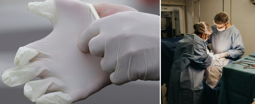 Participants ate rubber gloves needed surgery