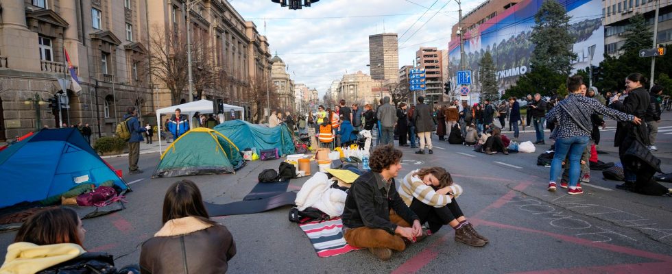 Student blockade in protest in Belgrade
