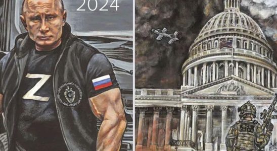 The Russian war calendar shows Putin as a muscular man