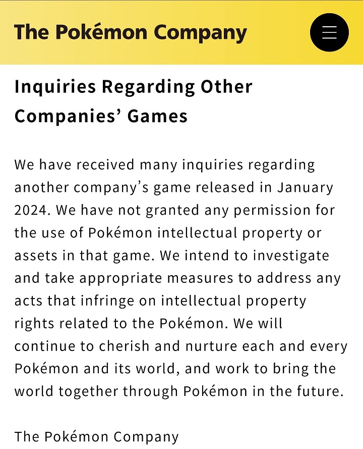 1706194085 837 Pokemon and Palworld Become a Lawsuit January 25 2024