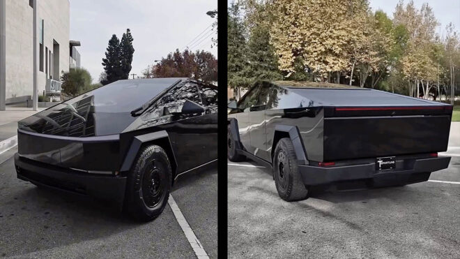 A gloss black version spotted for Tesla Cybertruck Video