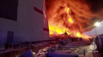 A huge fire in the warehouse of an online department