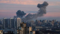 A large scale air strike in Ukraine the explosion of