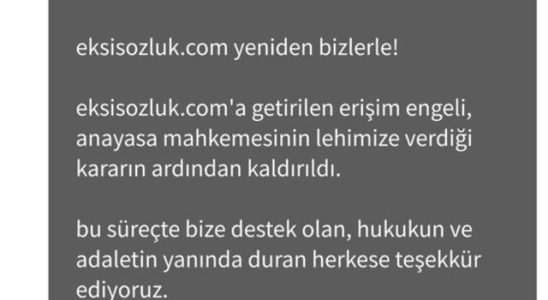 Eksi Sozluks access block has been removed Statement was made
