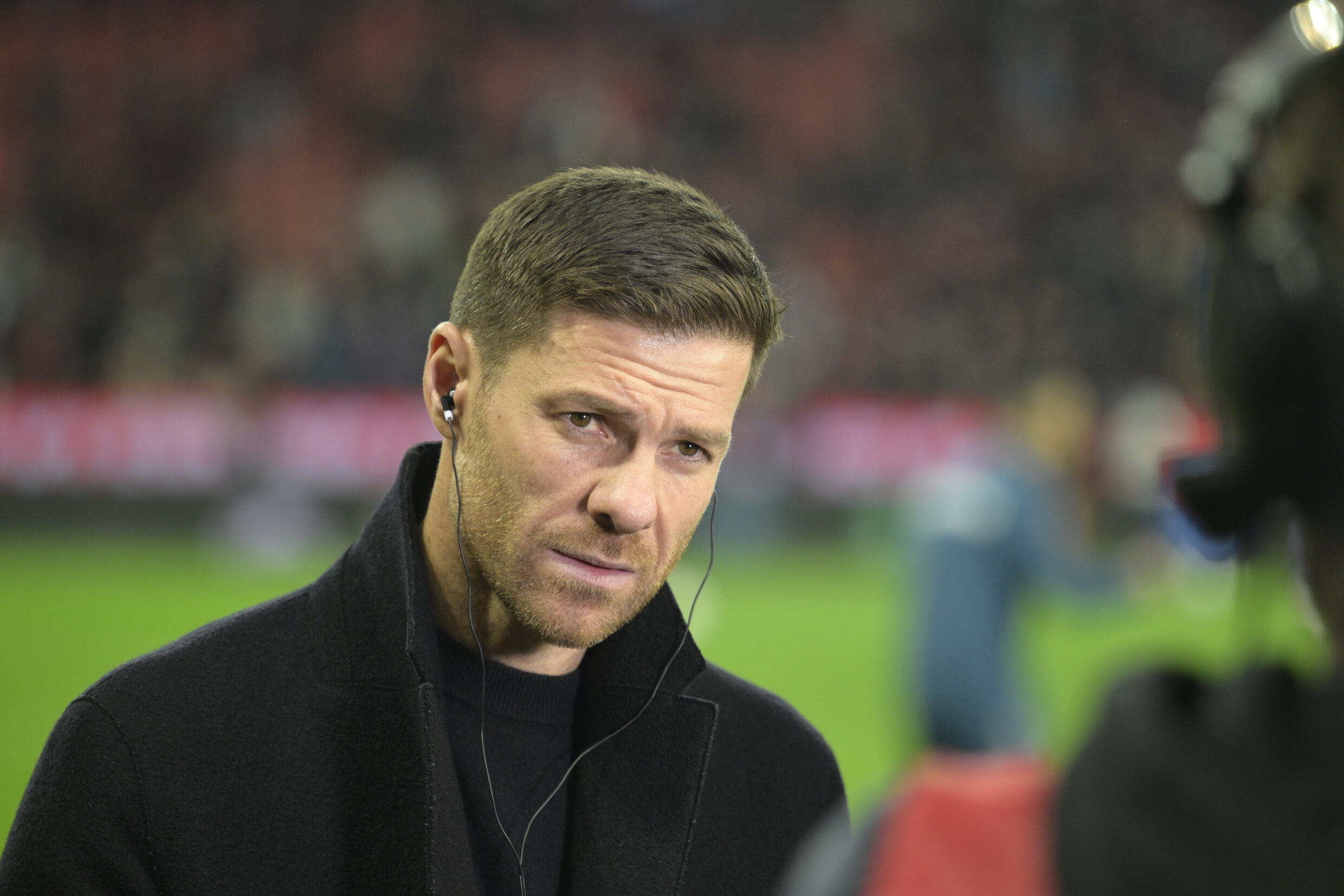 Xabi Alonso, the Spanish coach of the German football club Bayer Leverkusen, who is said to be tipped to replace Bayern Munich coach Thomas Tuchel who will leave his post in the summer of 2024, before the German football championship match against Bayern Munich in Leverkusen on February 10, 2024.