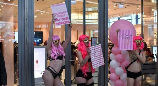 Activists in lingerie protest at the new Victorias Secret store