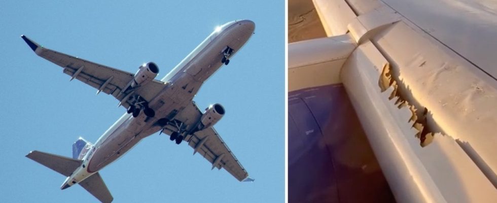 Airplane flew with broken wing filmed by traveler