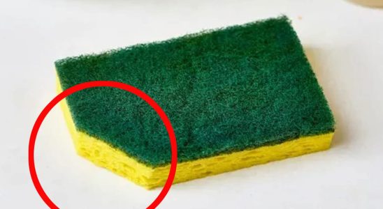 Cut a corner of the dishwashing sponge – this tip