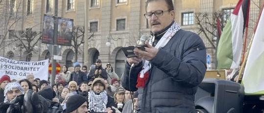 Jamal El Haj speaks at Palestine demonstration A shame
