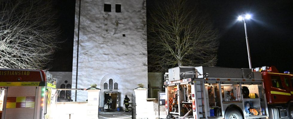 Medieval church on fire unclear damage