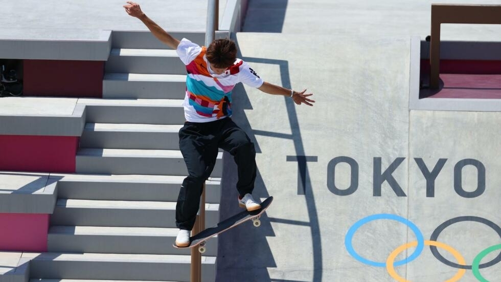 The Japanese Yuto Horigome, first Olympic champion in the history of skateboarding, on July 25, 2021 in Tokyo.