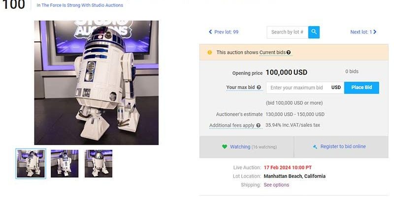 Original R2 D2 Up for Auction for 100000