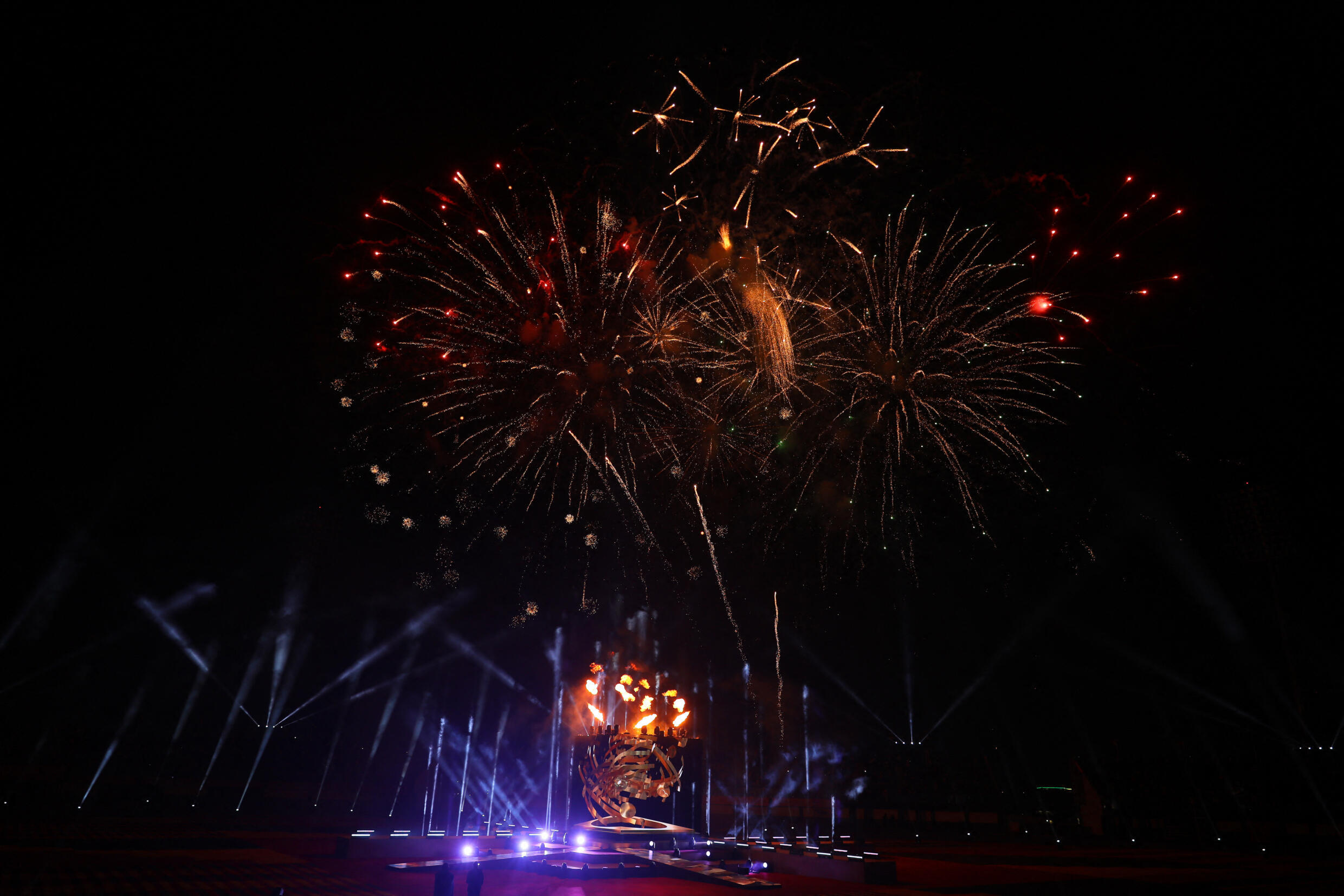 The fireworks closing the opening ceremony of the 2023 African Games on March 8, 2024 in Accra.