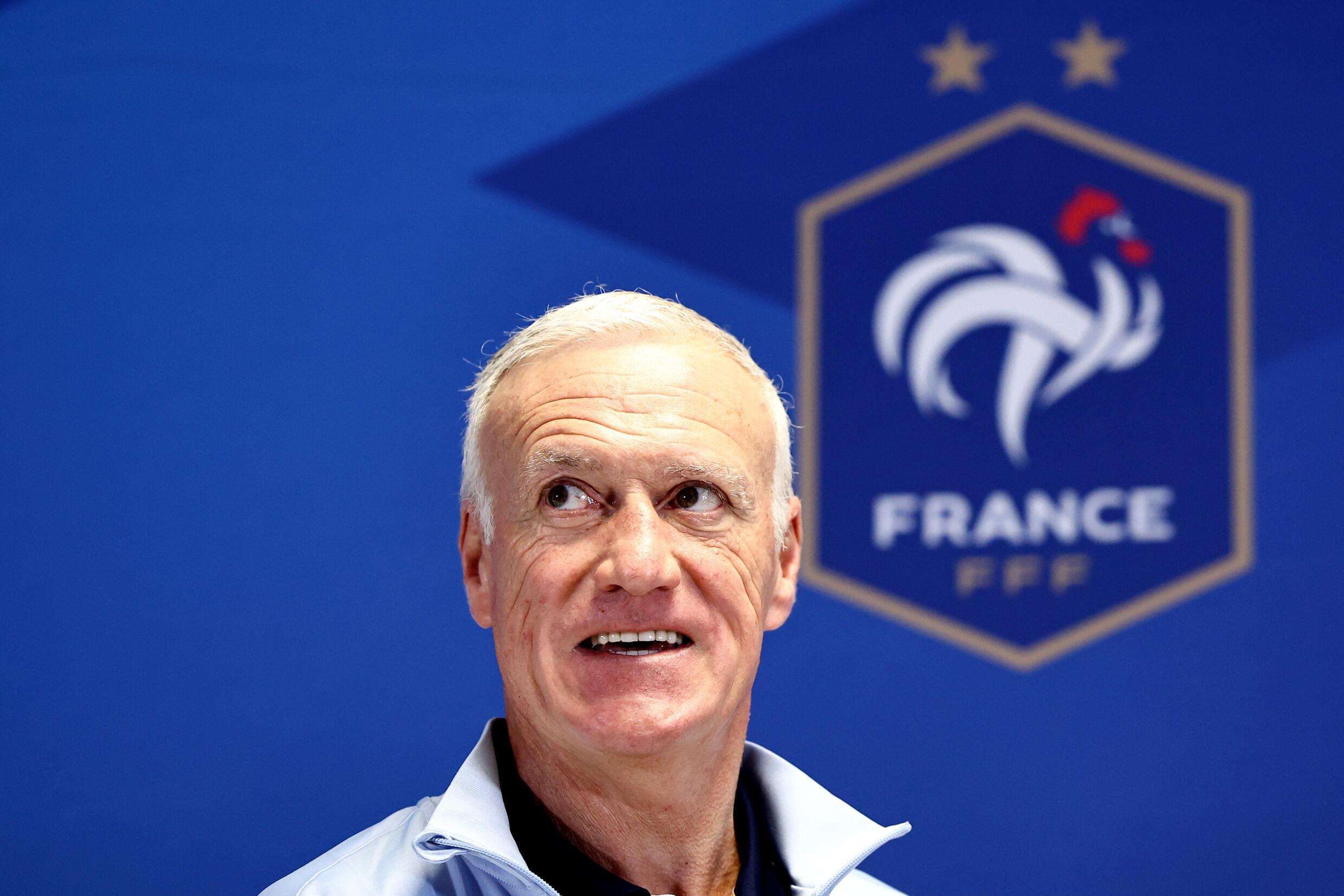 The coach of the France team Didier Deschamps in Marseille, March 25, 2024, the day before the friendly match against Chile