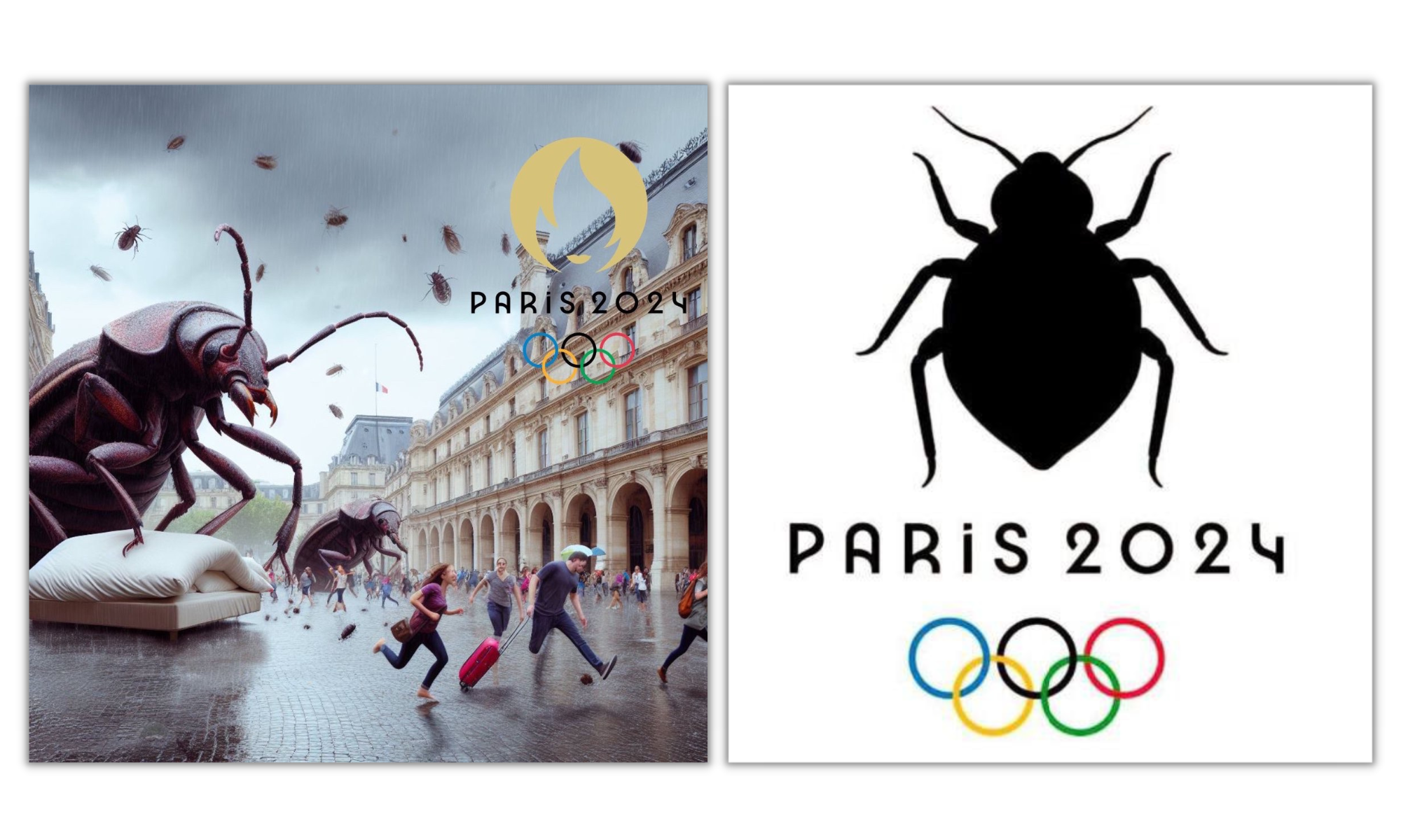 Examples of visuals relayed on social networks and aimed at degrading the image of France in the run-up to the Olympic Games.
