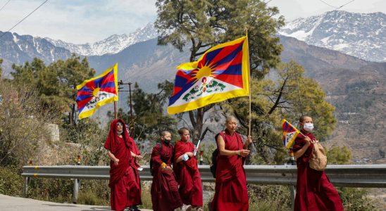 In India Tibetans in exile demonstrate for the 65th anniversary