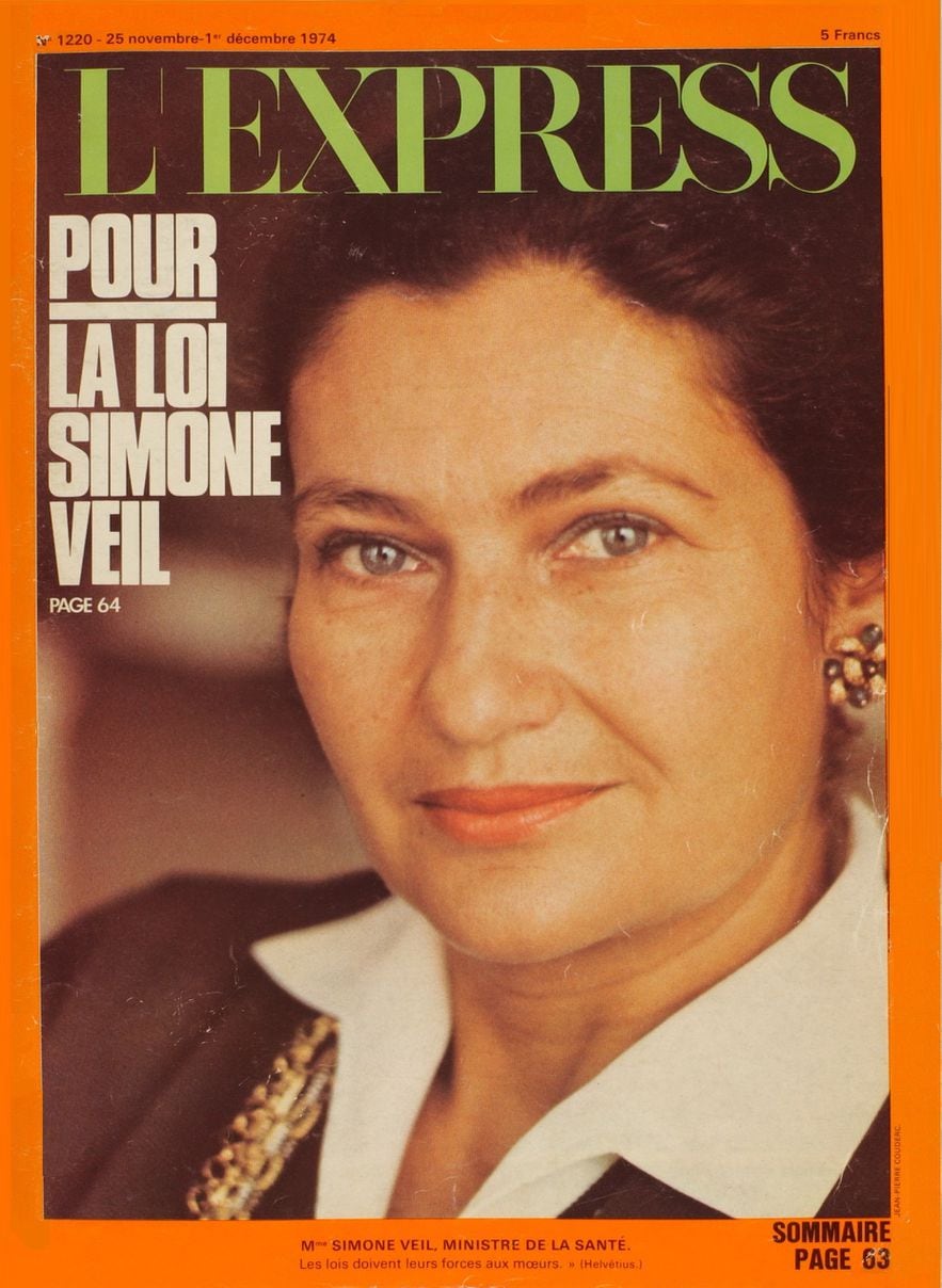 Simone Veil on the cover of L'Express on the eve of her speech to the National Assembly on abortion.
