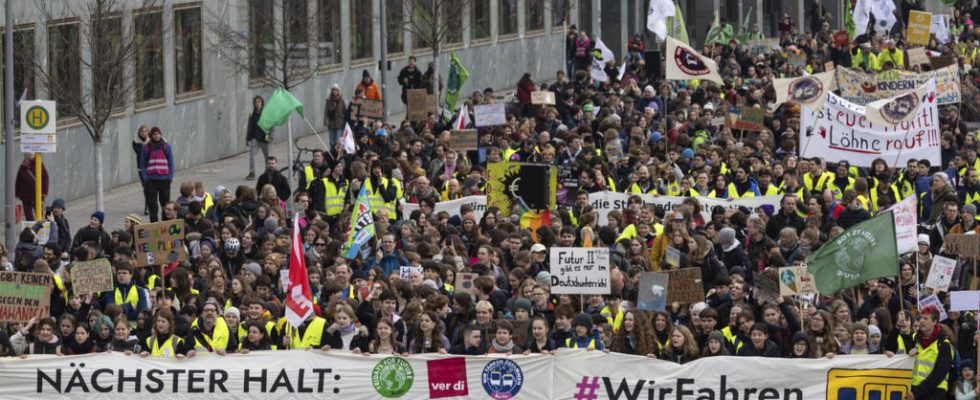 in Germany trade unionists and climate activists demonstrate side by